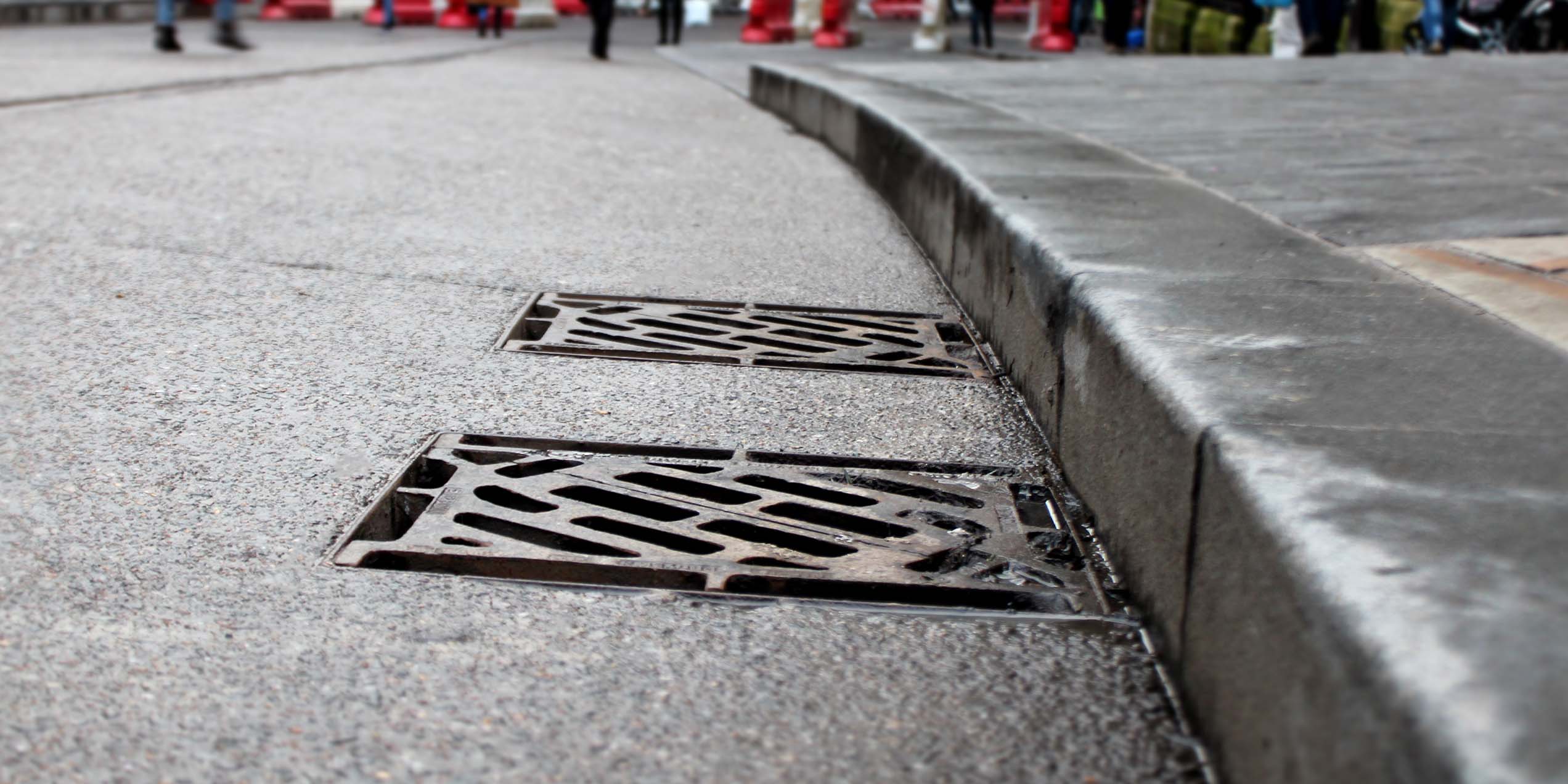 Gully grate installed in road