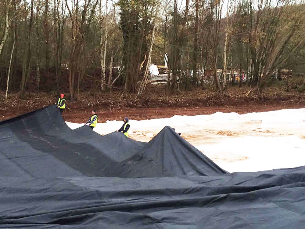 Fallow Park pond liner installation