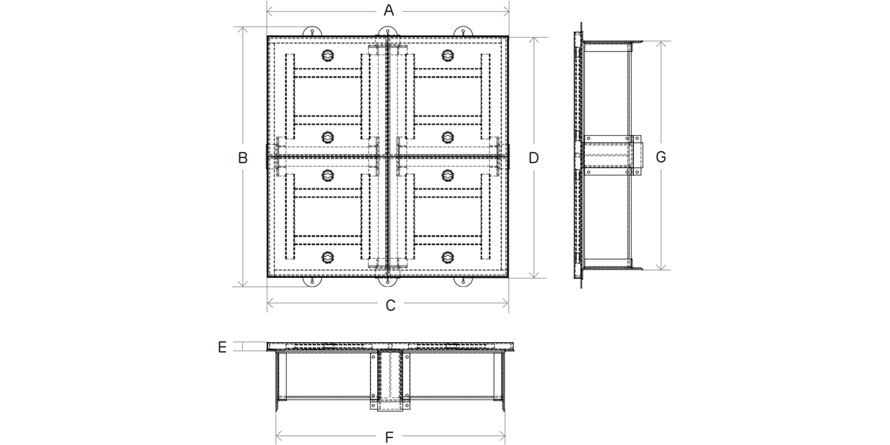 Multiple solid top dimensions drawing