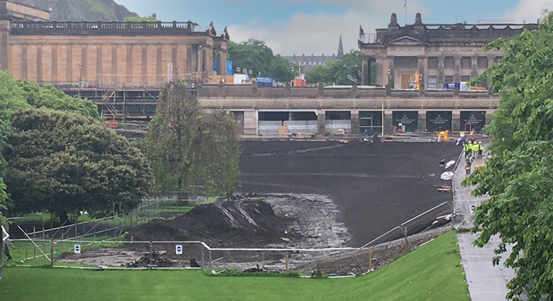 Geosynthetics being installed at Scottish National Gallery
