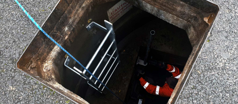 Ladder installed in manhole