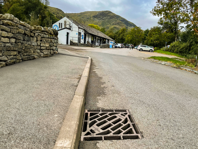 Gully grate on rural road