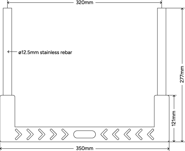 Line drawing of steel step irons