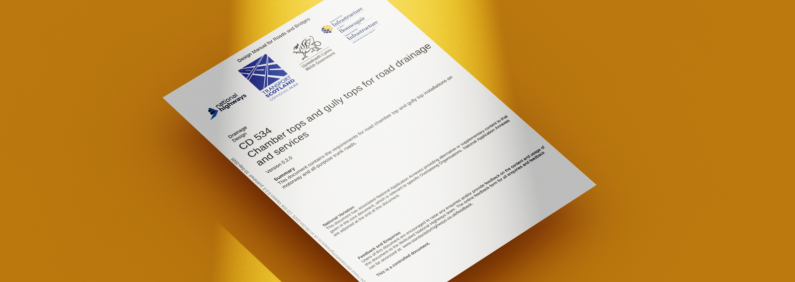 CD 534 v0.2.0 document on a yellow background