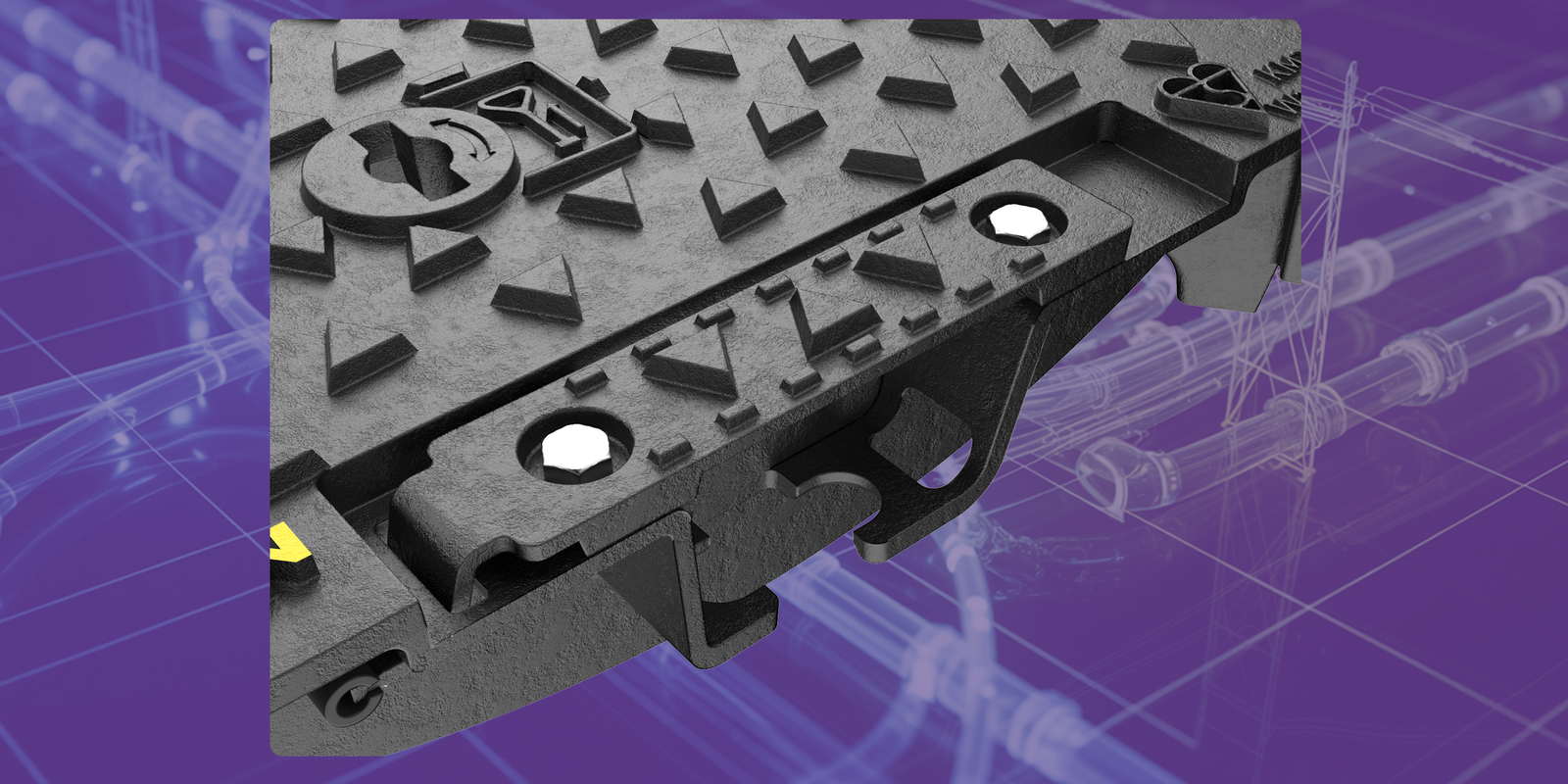 The inboard lock sits within the frame, safe from damage caused by compaction equipment