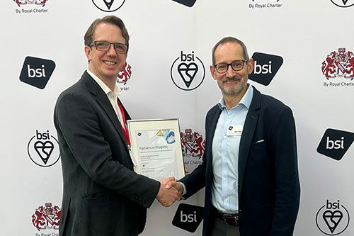 Simon Gibson, Technical Director receives the award for 30 years of BSI Kitemark certification