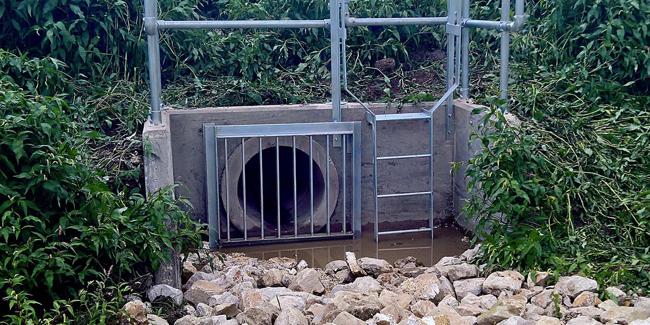 Steel grate installed