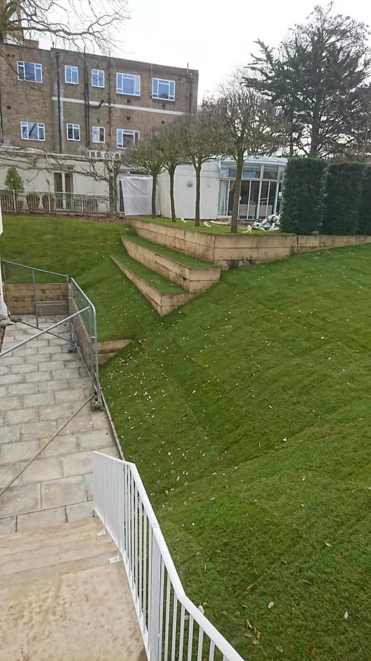 Grass terrace and new patio