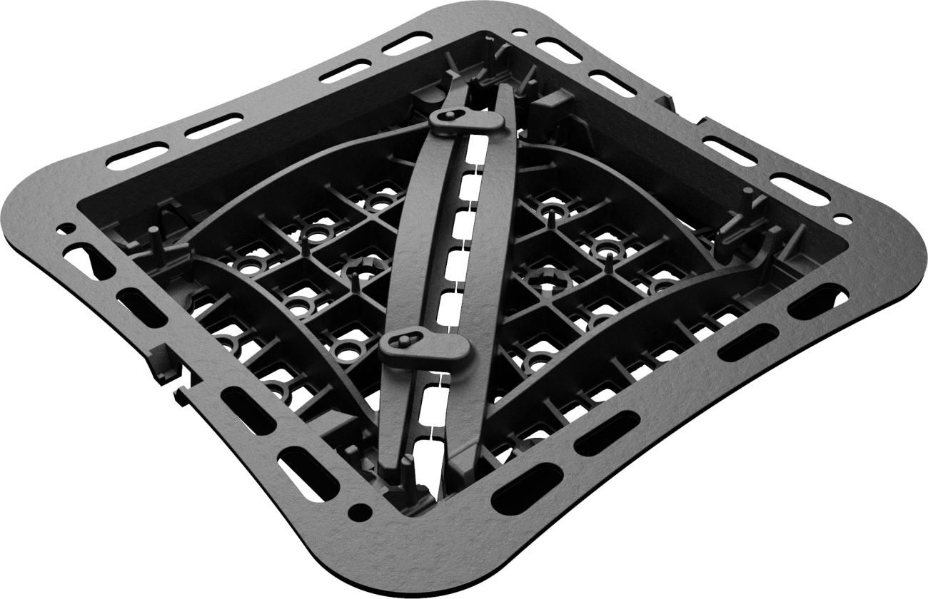 Underside of a Highway HaloHinge E600 gully grating