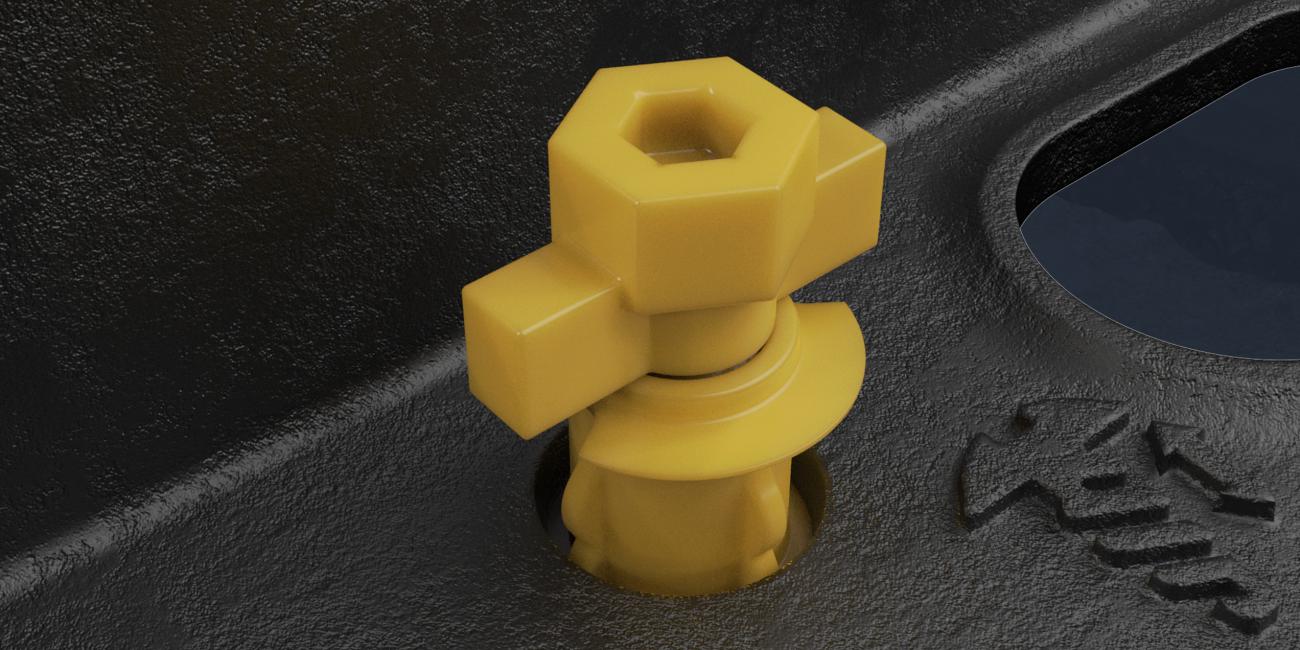 ScrewLift base unit inserted through a frame with the screw in place