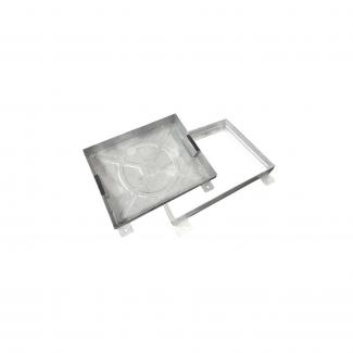 Recessed steel manhole cover block paving infill