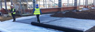 Code Fitness Gym geogrid and geotextile installation