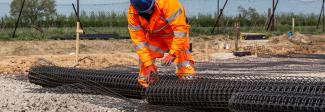 E'GRID geogrid installation in road subbase