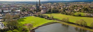 Sustainability, green open spaces with clear water