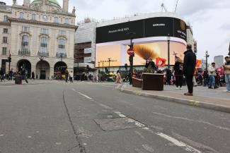 Unite manhole cover installed in Piccadilly Circus