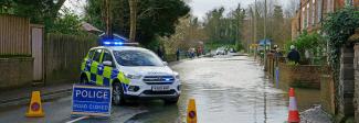 Flooded road following a flash flood