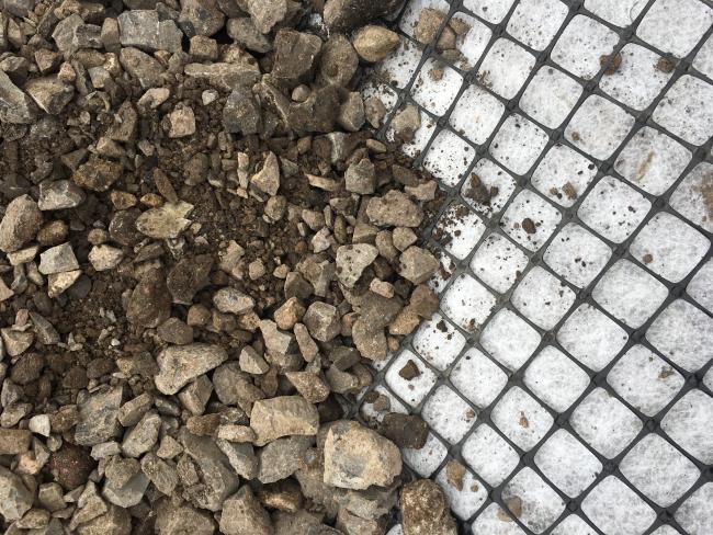Stone on Geogrid and Geotextile