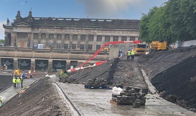 Geosynthetics being installed at Scottish National Gallery