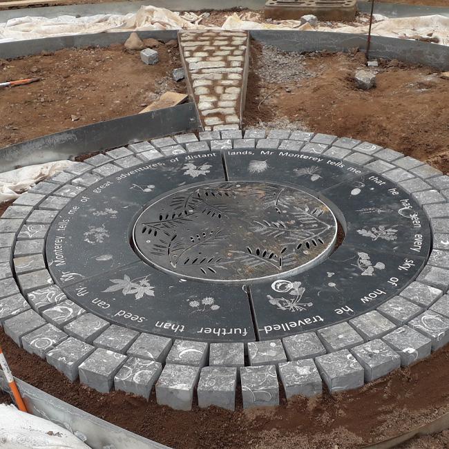 Bespoke manhole cover being installed