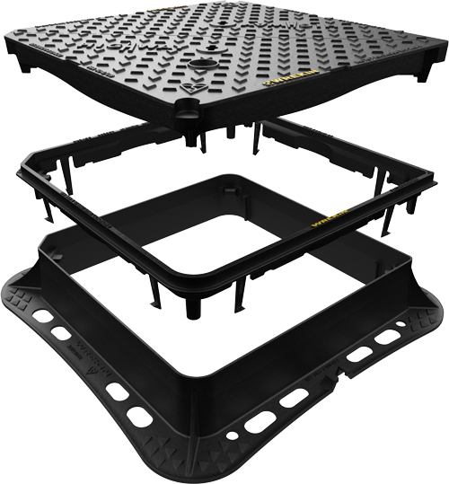 Clicklift with a Highway manhole cover and frame